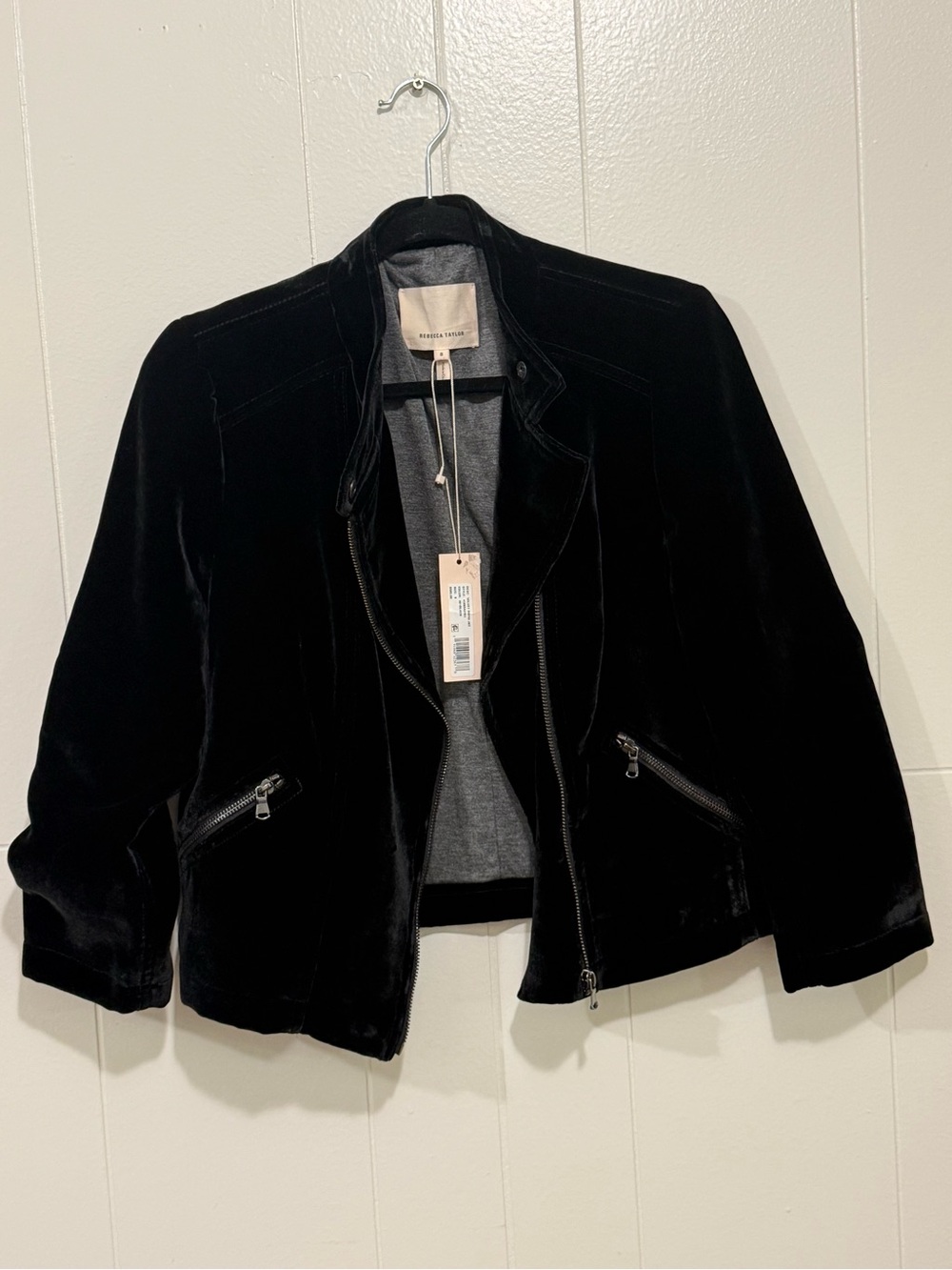 Rebecca Taylor Black Velvet Zip Jacket